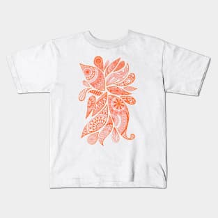 Abstract Zentangle Swirls Design (orange on white) Kids T-Shirt